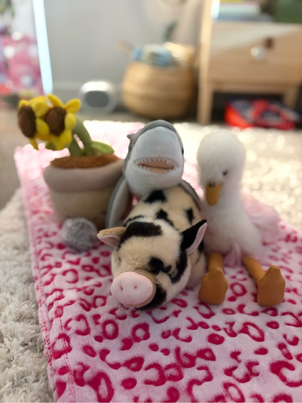 Pack of Stuffed animals and blanket!